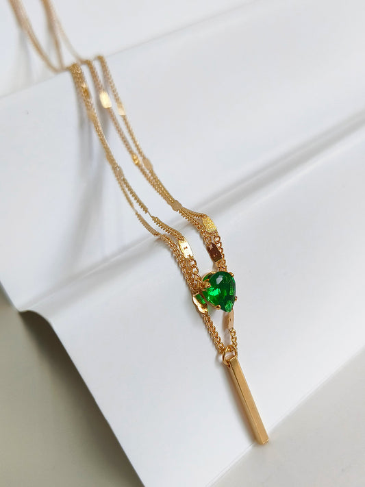 Green Stone Layered Necklace