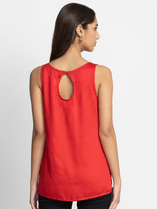 Red Keyhole Tank Top from Shaye , Top for women