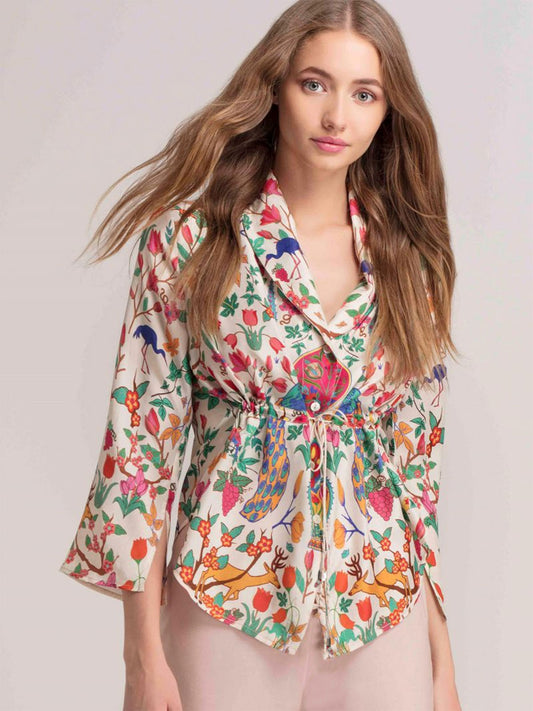 Peacock Cinched Shirt Jacket from Shaye , Shirt for women