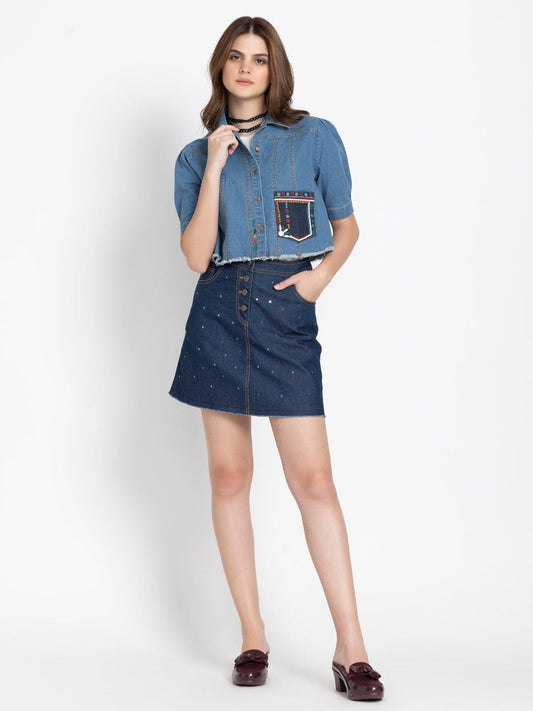 how to style denim skirt
