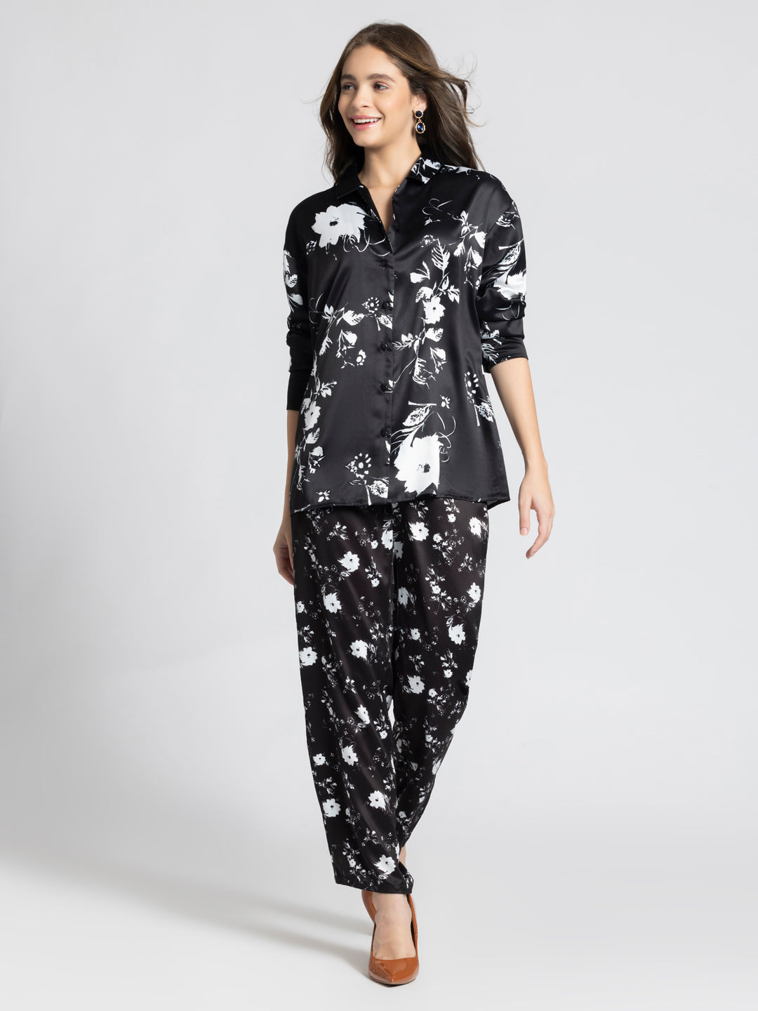 White floral coord set from Shaye India , Coord Set for women