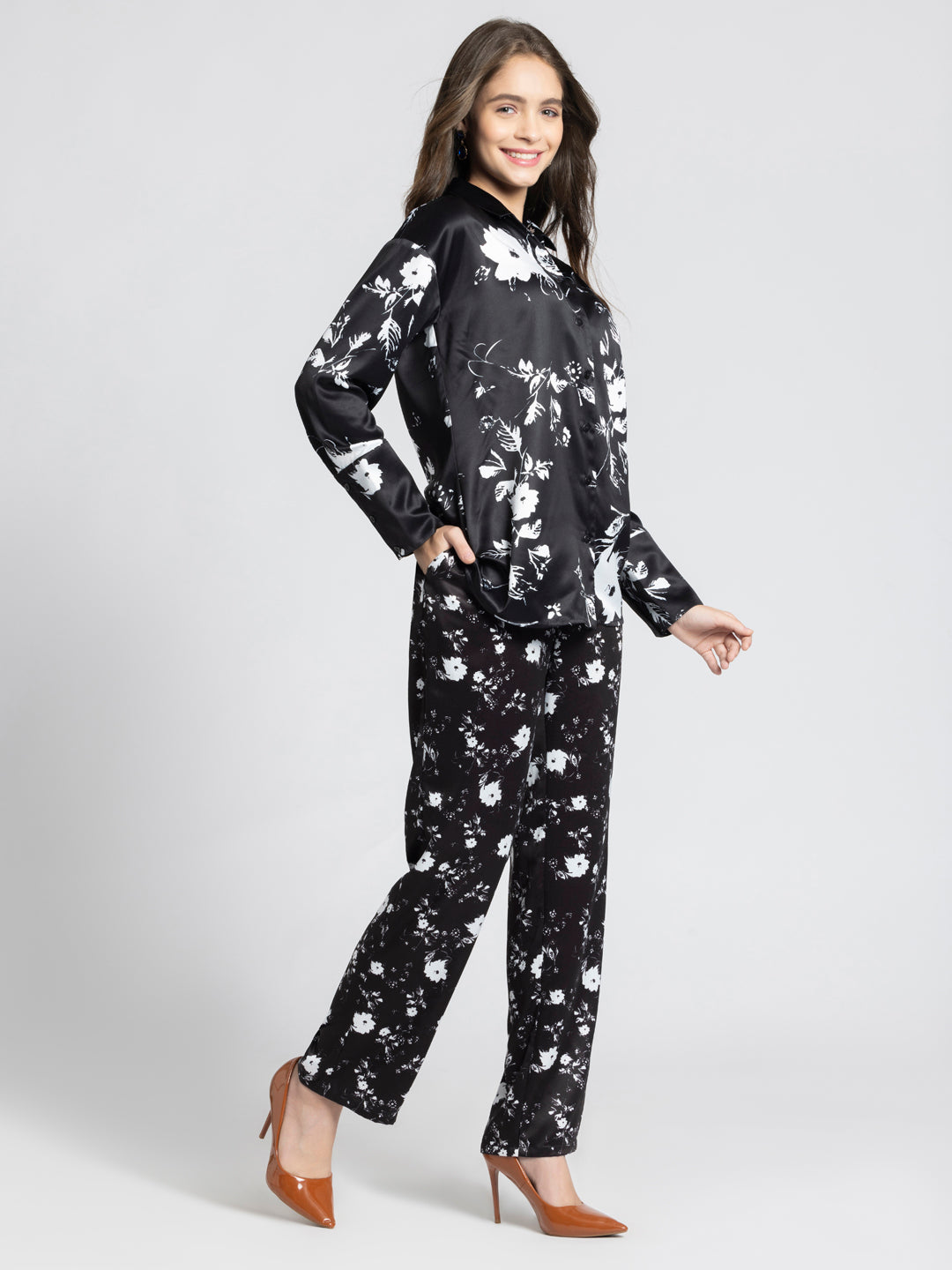 White floral coord set from Shaye India , Coord Set for women