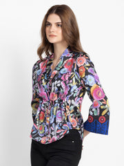 Painterly Cinched Shirt Jacket