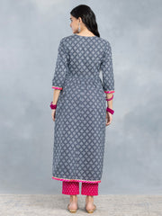 Grey Printed Anarkali Kurta Set from Shaye , Kurta Pajama 2 piece set for women