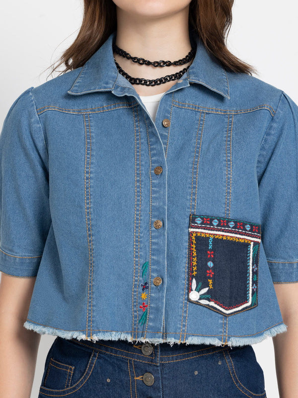 Denim Crop Shirt from Shaye , Shirt for women