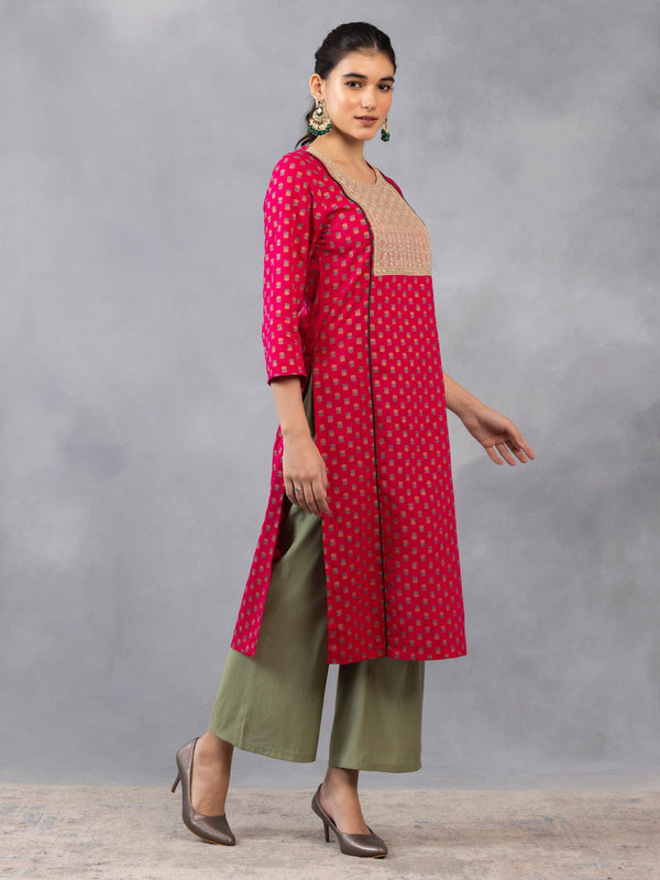 Embroidered Yoke Printed Long Kurta Set With Dupatta from Shaye , Kurta Set for women