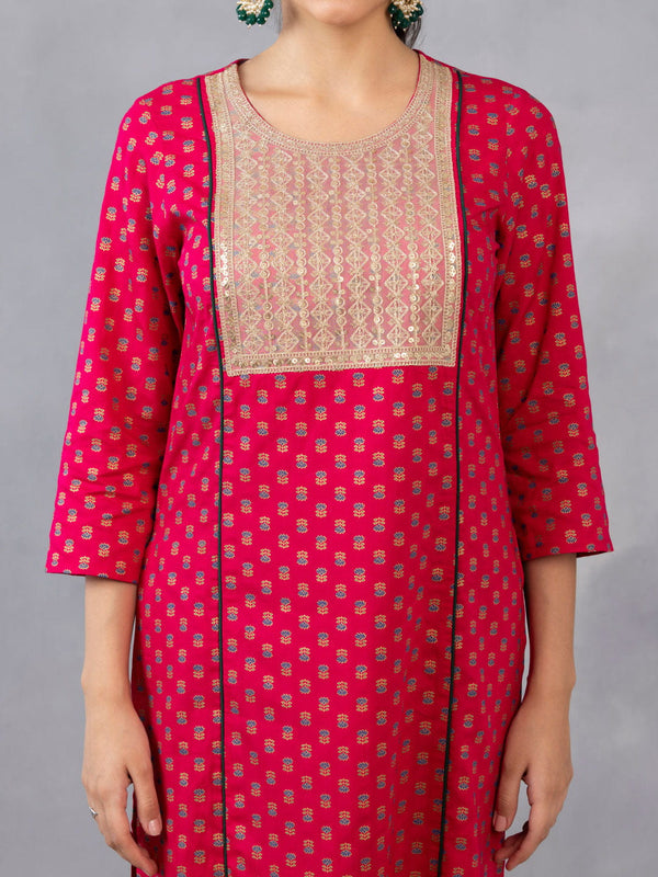 Embroidered Yoke Printed Long Kurta Set With Dupatta from Shaye , Kurta Set for women