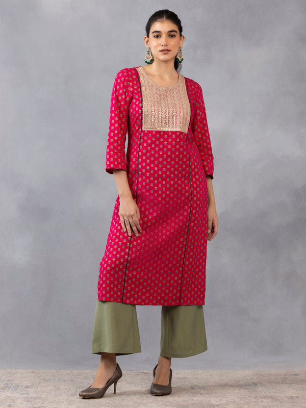 Embroidered Yoke Printed Long Kurta Set With Dupatta from Shaye , Kurta Set for women
