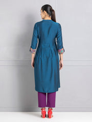 Persian Blue Embroidered Shirt Flared Kurta from Shaye , Kurta for women