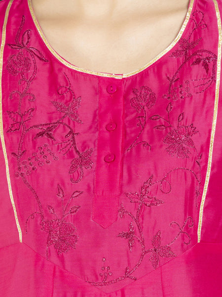 Rani Pink A line Embroidered Kurta from Shaye India , Kurta for women