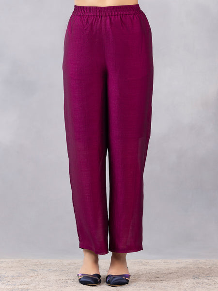 Purple Luxe Straight Pant from Shaye India , Pants for women