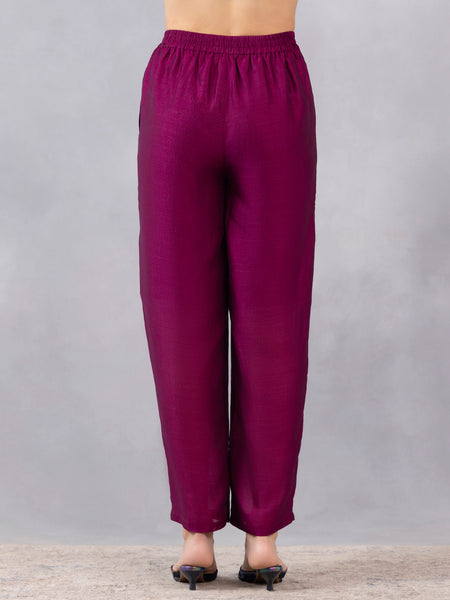 Purple Luxe Straight Pant from Shaye India , Pants for women