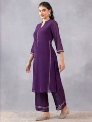 Purple Gota Patti Straight Kurta Set with Dupatta from Shaye , Kurta Set for women