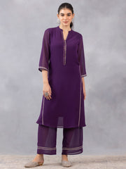 Purple Gota Patti Straight Kurta Set with Dupatta from Shaye , Kurta Set for women