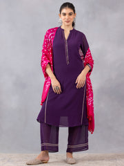 Purple Gota Patti Straight Kurta Set with Dupatta from Shaye , Kurta Set for women