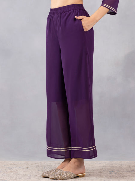 Purple Gota Patti Straight Kurta Set with Dupatta from Shaye , Kurta Set for women