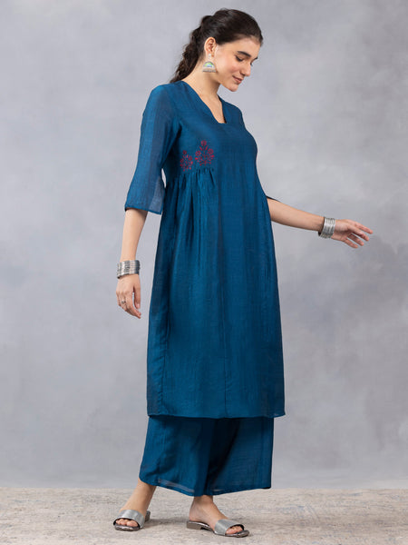 Teal Blue Embroidered Kurta Set With Dupatta from Shaye , Kurta Set for women