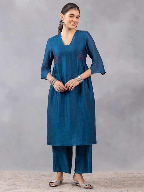 Teal Blue Embroidered Kurta Set With Dupatta from Shaye , Kurta Set for women