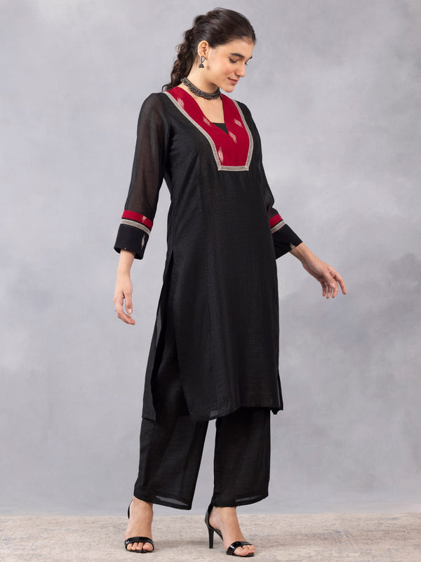 Black Straight Kurta Set With Dupatta from Shaye , Kurta Set for women