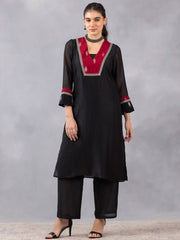 Black Straight Kurta Set With Dupatta from Shaye , Kurta Pajama 2 piece set for women