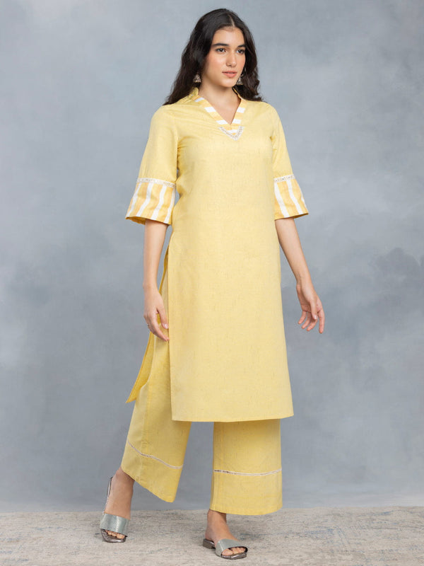 Yellow Mirror Work A line Kurta Set With Dupatta from Shaye , Kurta Pajama 2 piece set for women