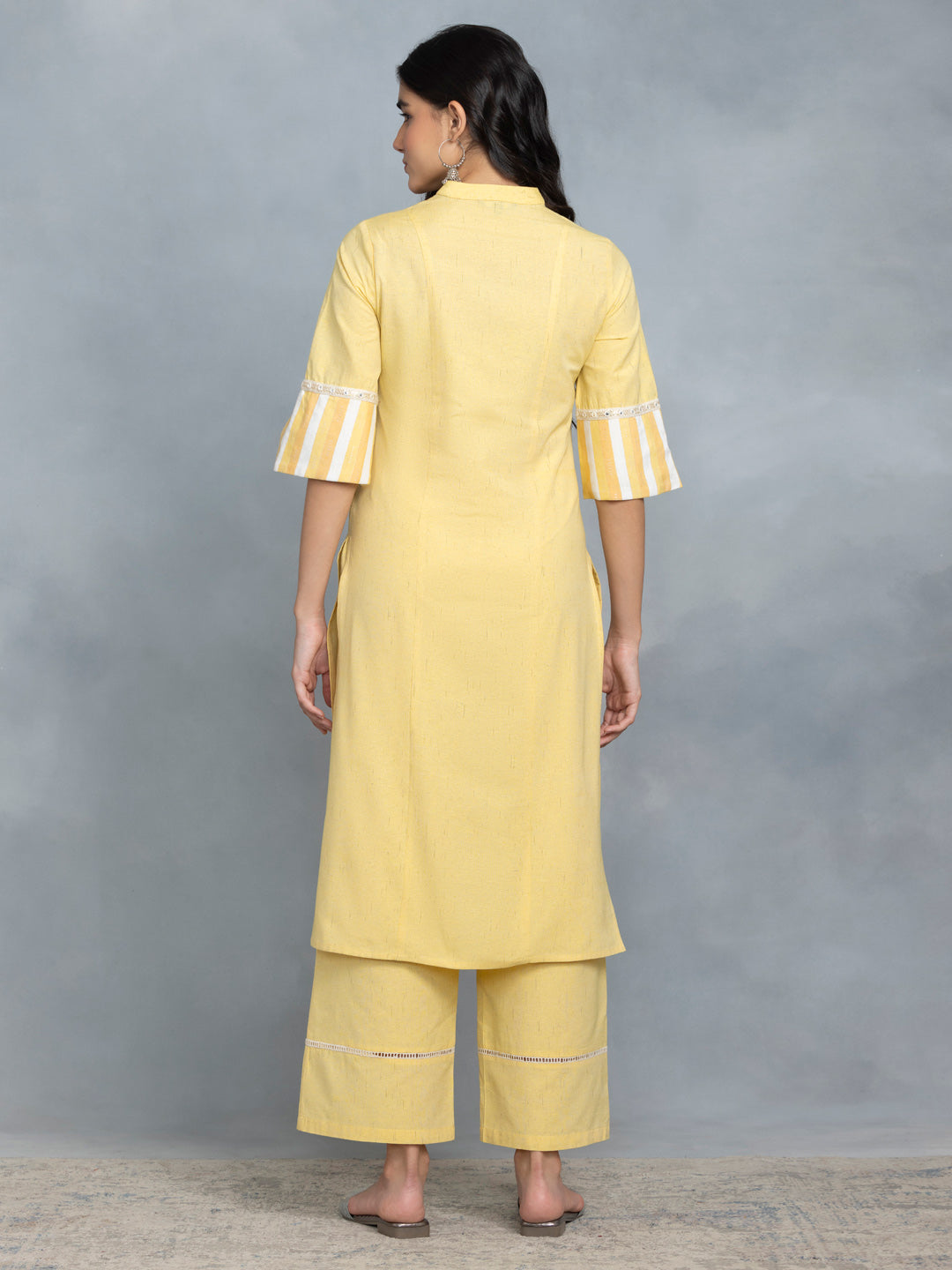 Yellow Mirror Work A line Kurta Set With Dupatta from Shaye , Kurta Pajama 2 piece set for women