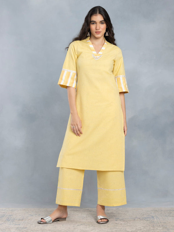 Yellow Mirror Work A line Kurta Set With Dupatta from Shaye , Kurta Pajama 2 piece set for women