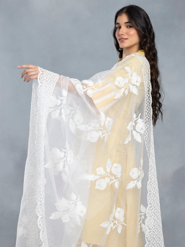 Yellow Mirror Work A line Kurta Set With Dupatta from Shaye , Kurta Pajama 2 piece set for women