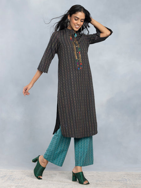 Black Straight Kurta Set from Shaye , Kurta Pajama 2 piece set for women