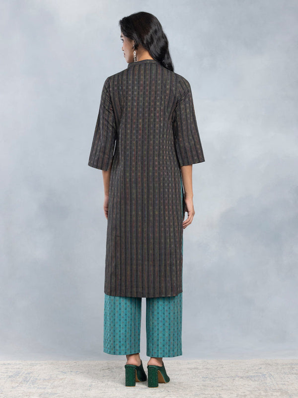 Black Straight Kurta Set from Shaye , Kurta Pajama 2 piece set for women