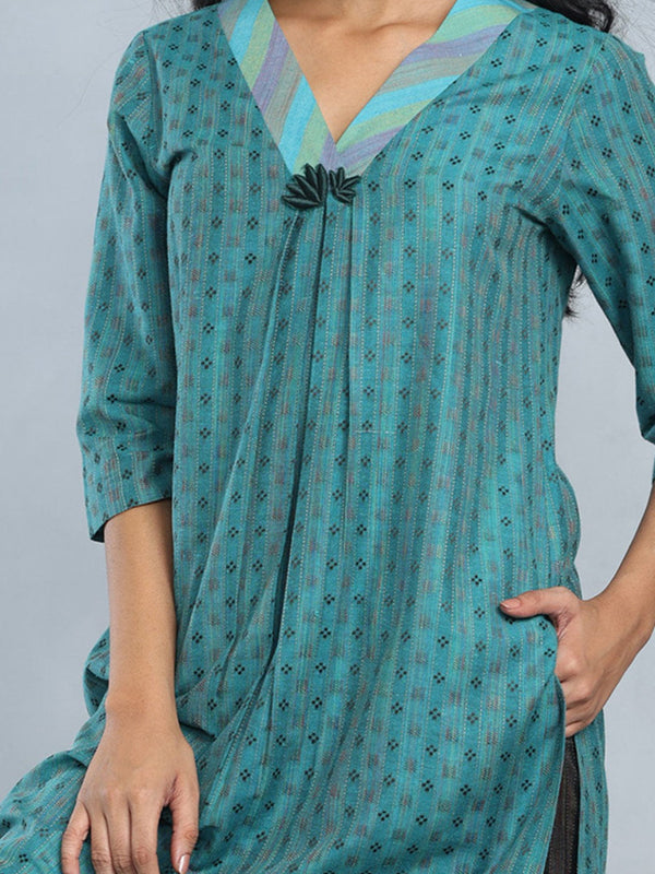 Firozi V Neck Kurta Set from Shaye , Kurta Pajama 2 piece set for women