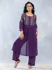 Purple Front Open Straight Kurta from Shaye India , Kurta for women