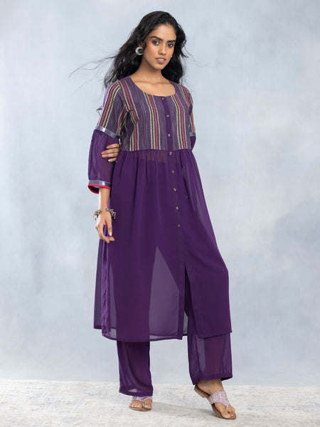 Purple Front Open Straight Kurta from Shaye India , Kurta for women