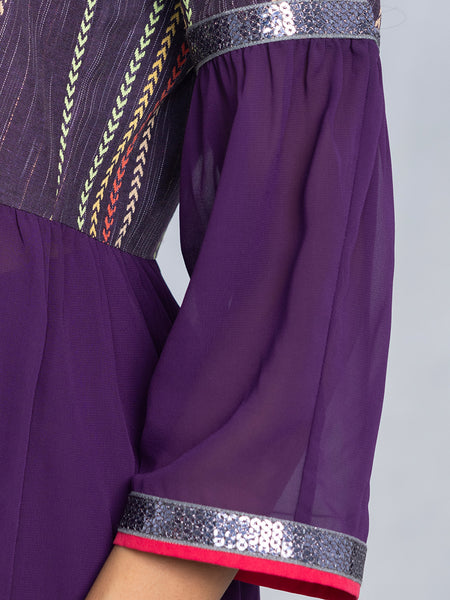 Purple Front Open Straight Kurta from Shaye India , Kurta for women