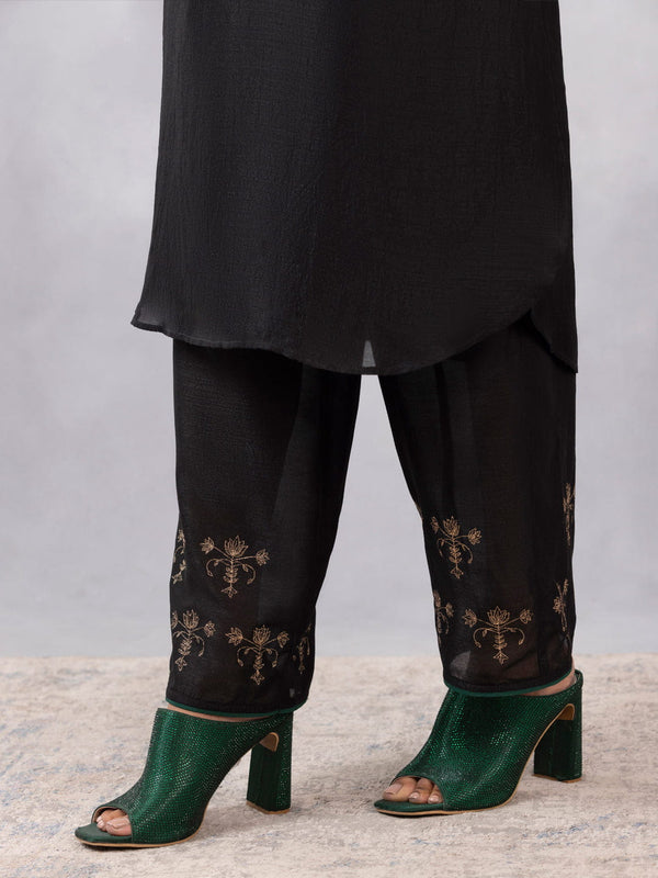 Black Gold Embroidery Straight Kurta Set with Dupatta from Shaye India , Kurta Set for women