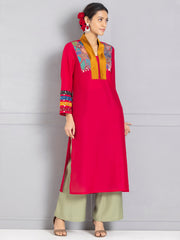 Pink Sequined and Mirror Work Embroidered Kurta from Shaye India , Kurta for women