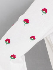 White Floral Embroidered Straight Kurta from Shaye , Kurta for women