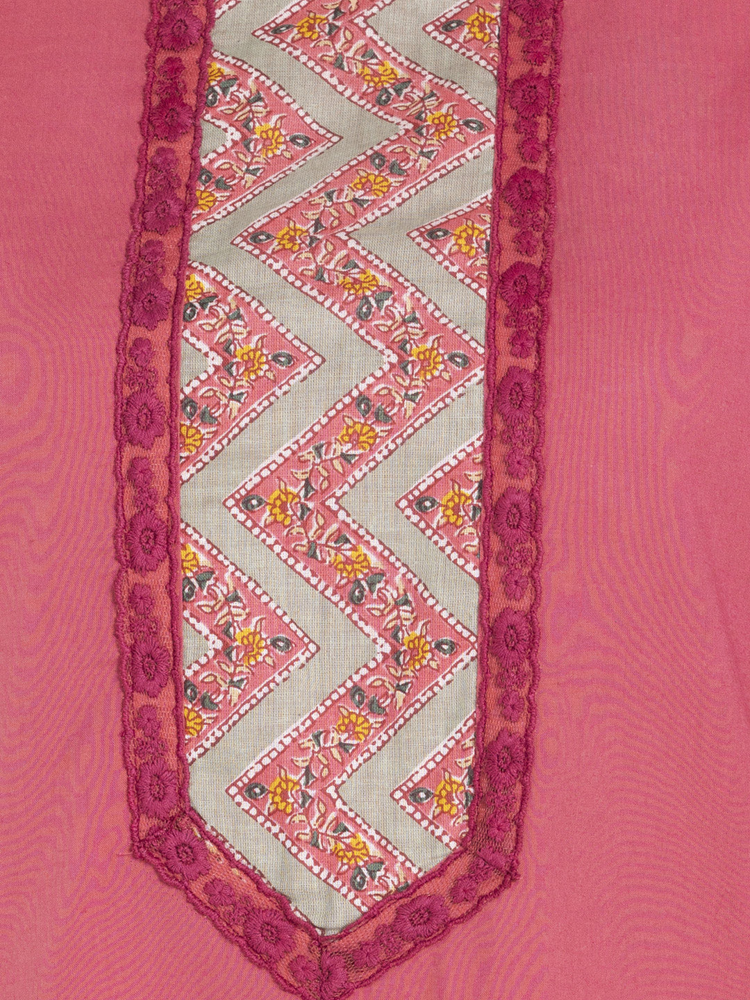 Coral Lace & Printed Trim Straight Kurta Set With Dupatta from Shaye , Kurta Set for women