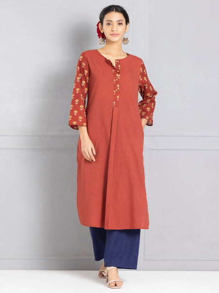 Brown Bagru Printed Kurta from Shaye , Kurta for women