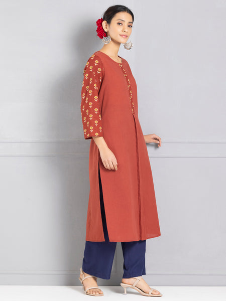 Brown Bagru Printed Kurta from Shaye , Kurta for women