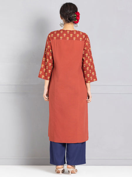 Brown Bagru Printed Kurta from Shaye , Kurta for women