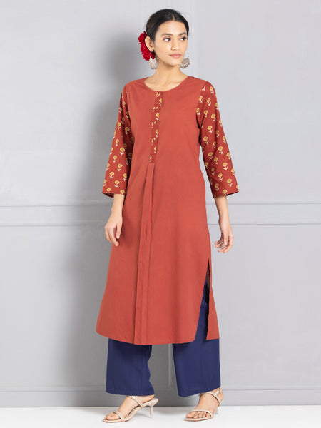 Brown Bagru Printed Kurta from Shaye , Kurta for women