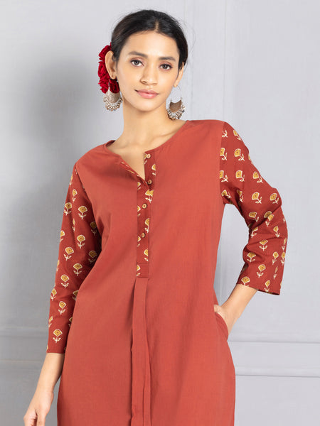 Brown Bagru Printed Kurta from Shaye , Kurta for women