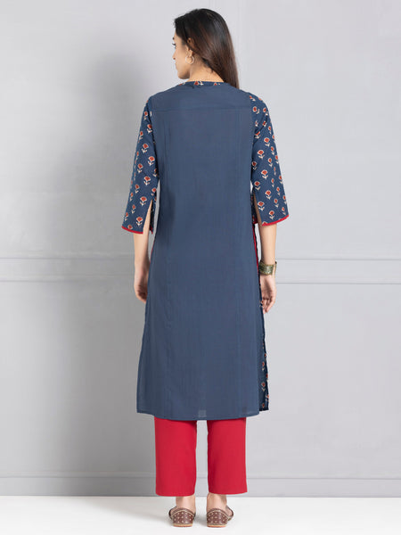 Blue Bagru Printed Front Open kurta from Shaye , Kurta for women