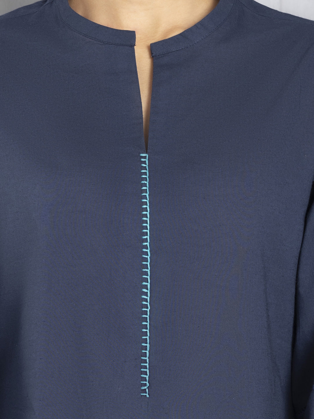 Navy Blue Lace & Embroidery Detailings Straight Kurta from Shaye , Kurta for women
