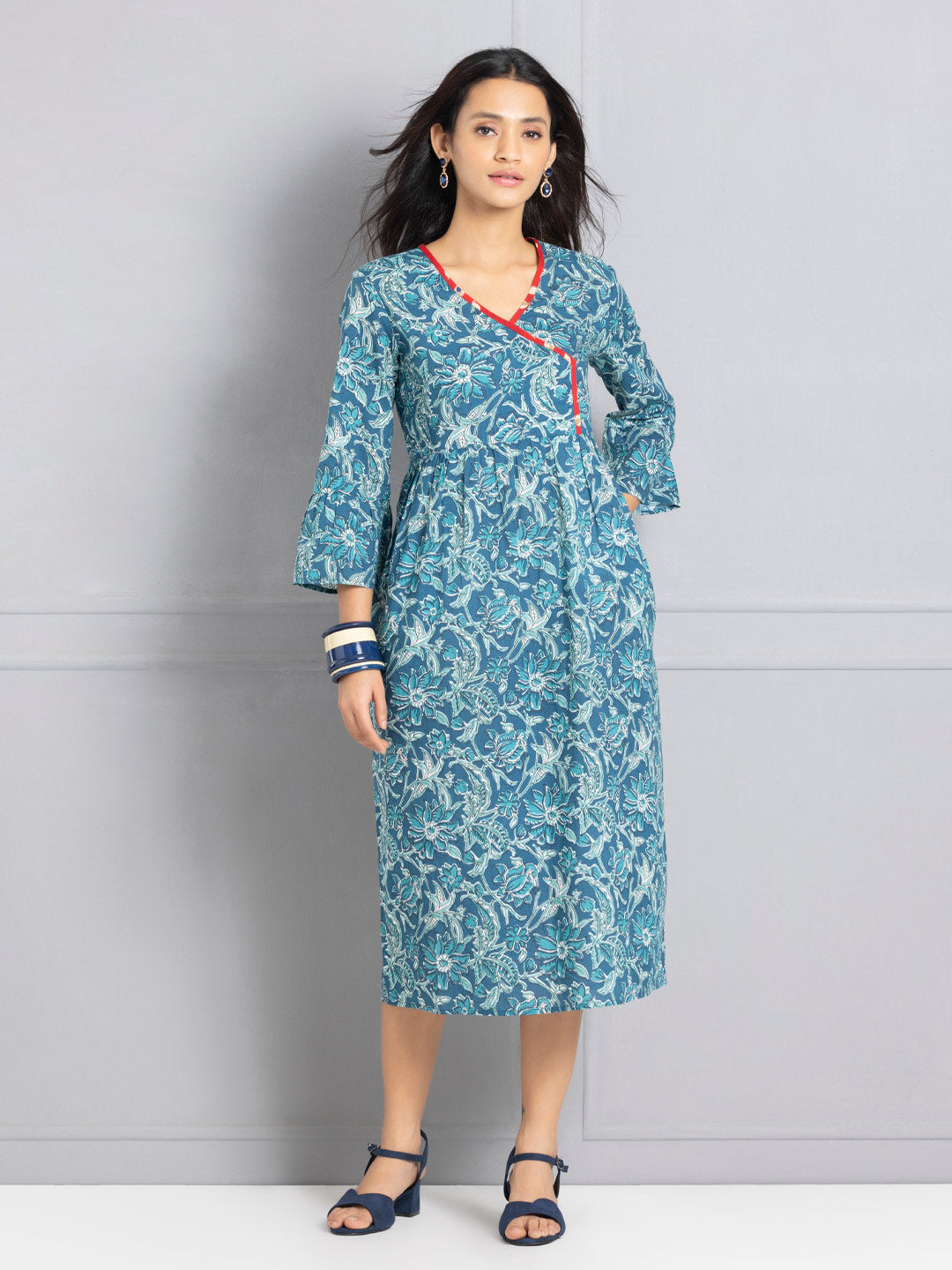 Teal Floral Ethnic Dress from Shaye , Dress for women