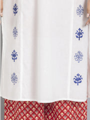 White Embroidered Panelled Straight Kurta Set from Shaye India , Kurta Set for women