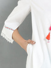 White Multi Embroidered Straight Kurta from Shaye , Kurta for women