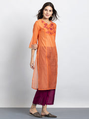 Coral Sequin & Embroidered Panelled Straight Kurta from Shaye India , Kurta for women