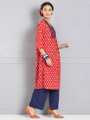 Maroon Printed & Embroidered Tasseled Kurta from Shaye India , Kurta for women